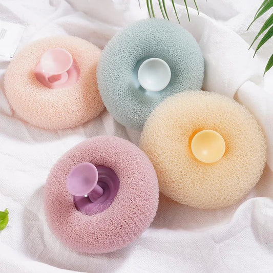 Suction Cup Bath Loofah + Free Leaf Shaped Soap Holder