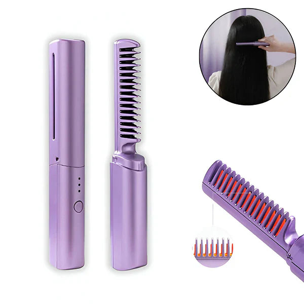 2 in 1 Rechargeable Hair Straightener + Comb