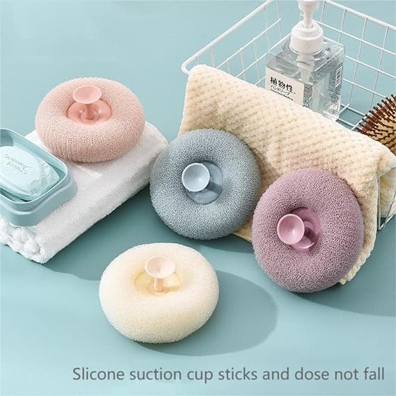 Suction Cup Bath Loofah + Free Leaf Shaped Soap Holder