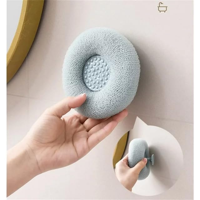 Suction Cup Bath Loofah + Free Leaf Shaped Soap Holder