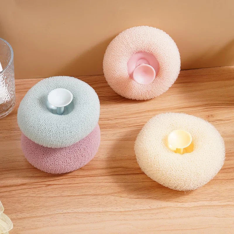 Suction Cup Bath Loofah + Free Leaf Shaped Soap Holder