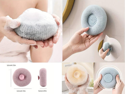 Suction Cup Bath Loofah + Free Leaf Shaped Soap Holder