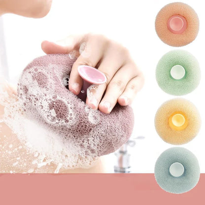 Suction Cup Bath Loofah + Free Leaf Shaped Soap Holder