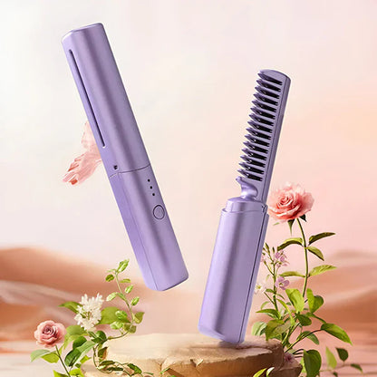 2 in 1 Rechargeable Hair Straightener + Comb
