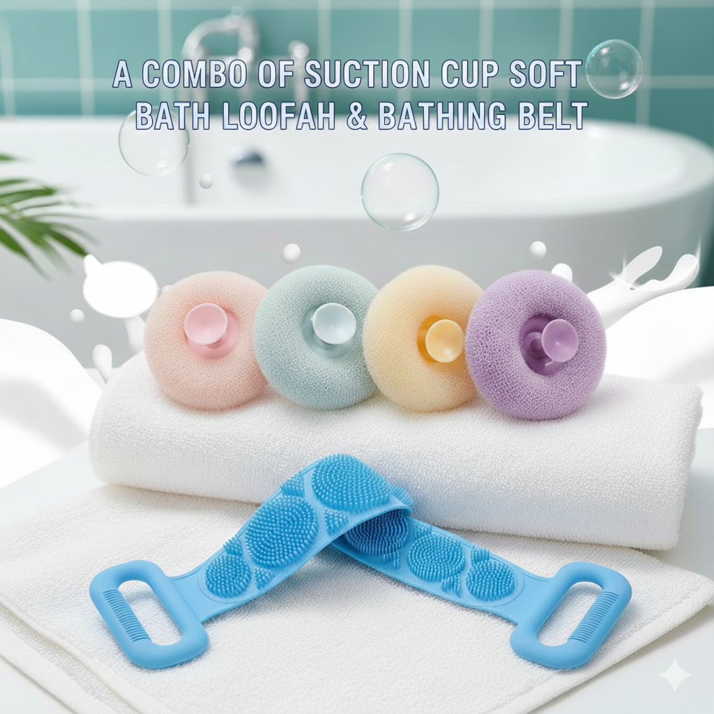 Suction Cup Bath Loofah + Bath Belt